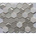 Mosaico de mármore misto em vidro Hexagon